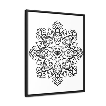 Black and White Mandala Handmade Art on Vertical Frame Gallery Canvas Wrap