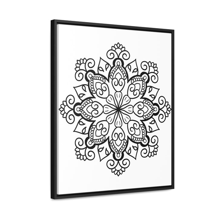 Black and White Mandala Handmade Art on Vertical Frame Gallery Canvas Wrap