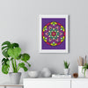 Hand-drawn purple mandala art framed poster, perfect for mindfulness and yoga practice