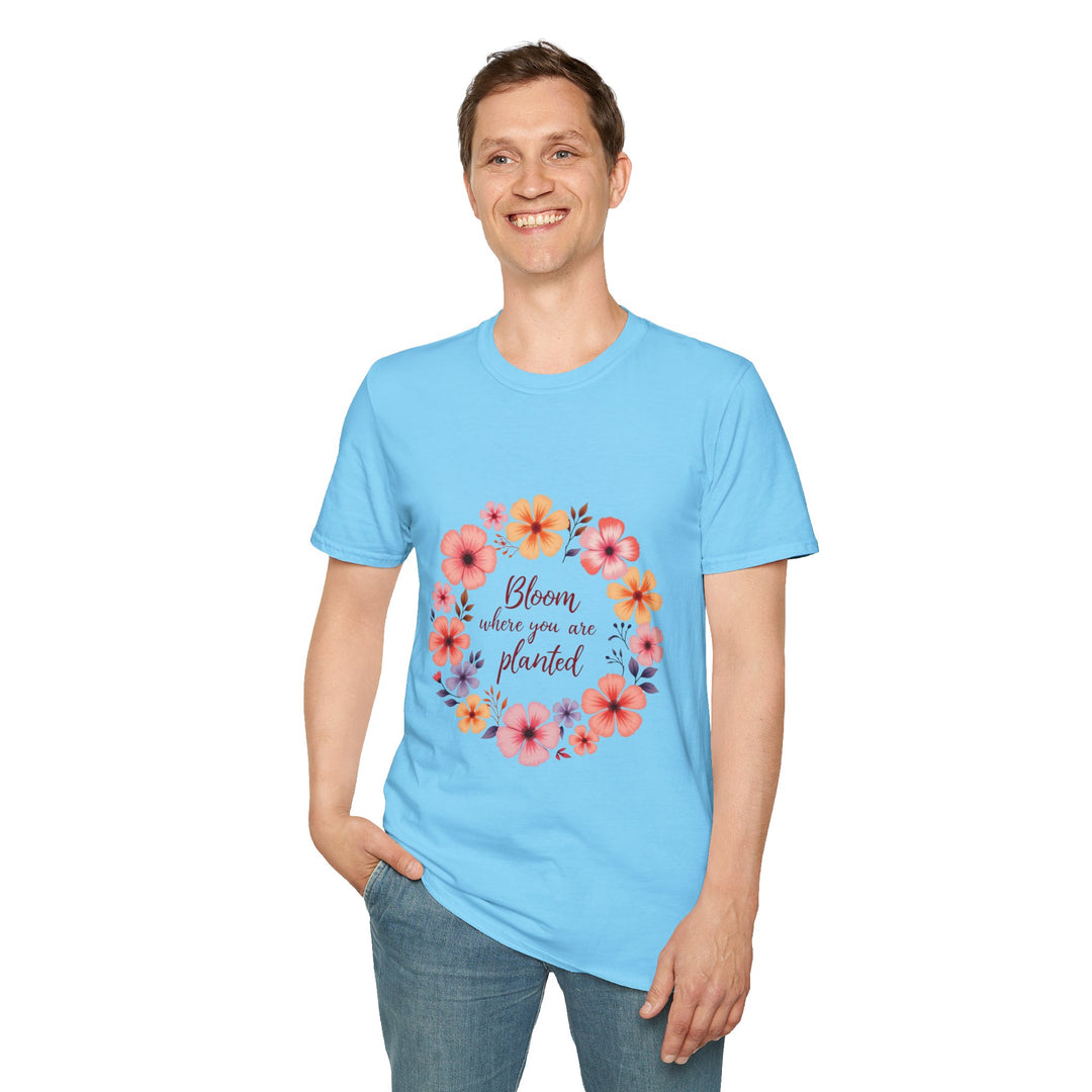 A beautiful floral mandala quote t-shirt with intricate design and vibrant colors