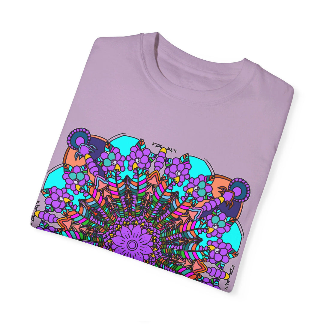 Unisex Mandala T-Shirt made with 100% Ring-Spun Cotton, featuring Hand-Drawn Mandala Art and Garment-Dyed for Extra Comfort