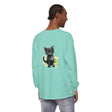 Black cat watercolor long sleeve t-shirt with vibrant colors and intricate design