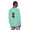 Black cat watercolor long sleeve t-shirt with vibrant colors and intricate design