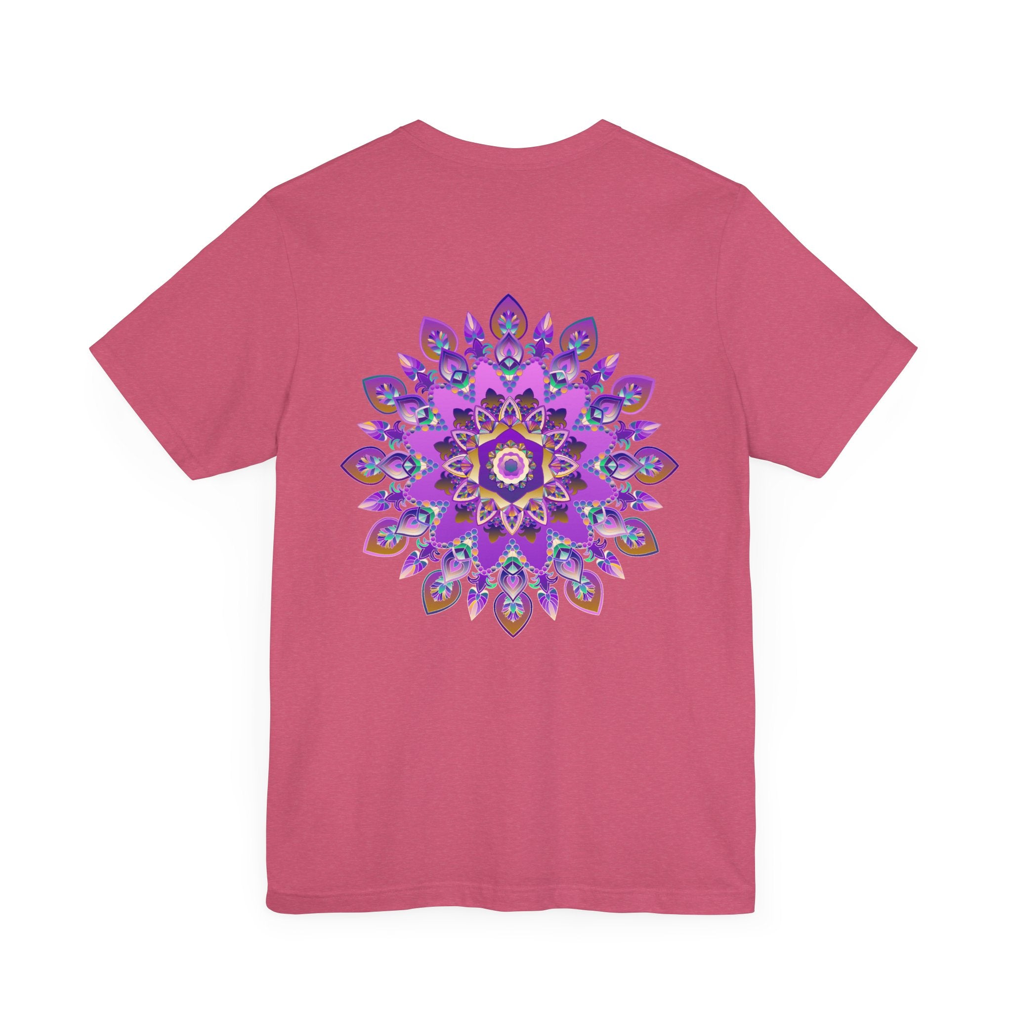 Eye-catching purple t-shirt showcasing a mesmerizing mandala for inner harmony