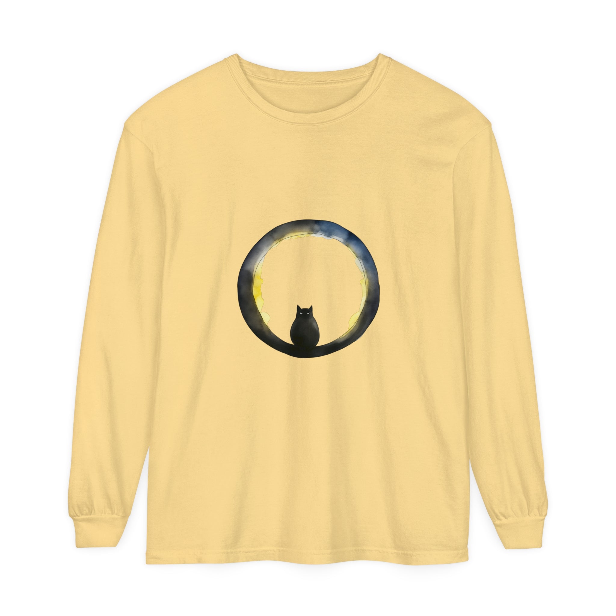 Spooky Black Cat Crescent Moon Halloween T-Shirt for women