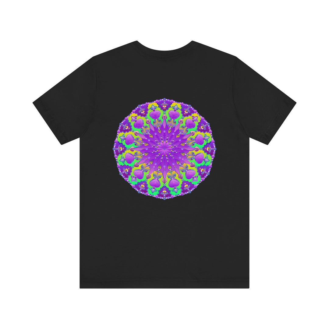 Beautiful purple mandala tee with intricate design symbolizing spiritual peace and harmony, perfect for meditation and yoga practice