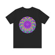 Beautiful purple mandala tee with intricate design symbolizing spiritual peace and harmony, perfect for meditation and yoga practice