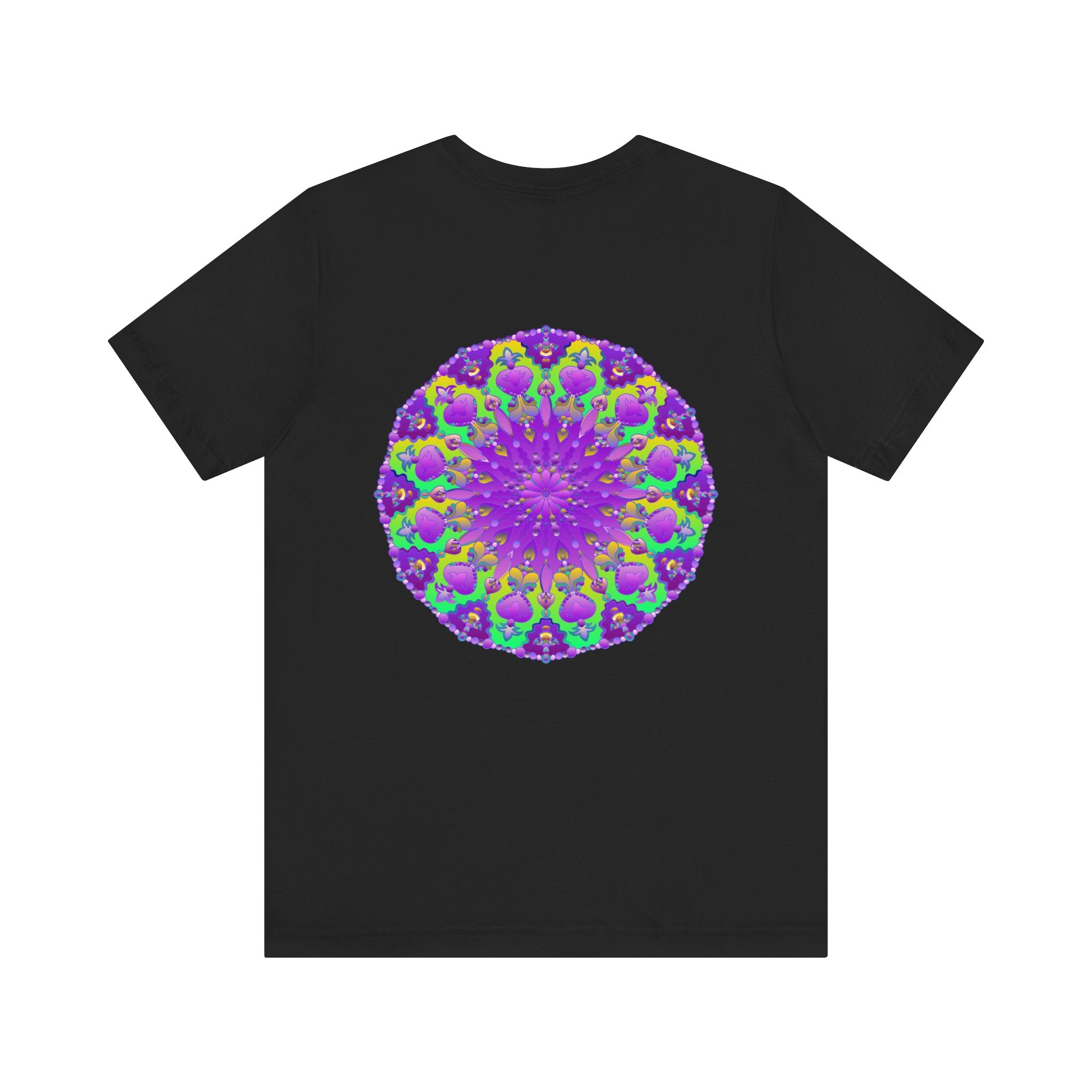 Beautiful purple mandala tee with intricate design symbolizing spiritual peace and harmony, perfect for meditation and yoga practice