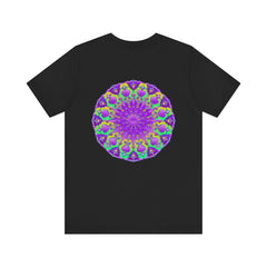 Beautiful purple mandala tee with intricate design symbolizing spiritual peace and harmony, perfect for meditation and yoga practice