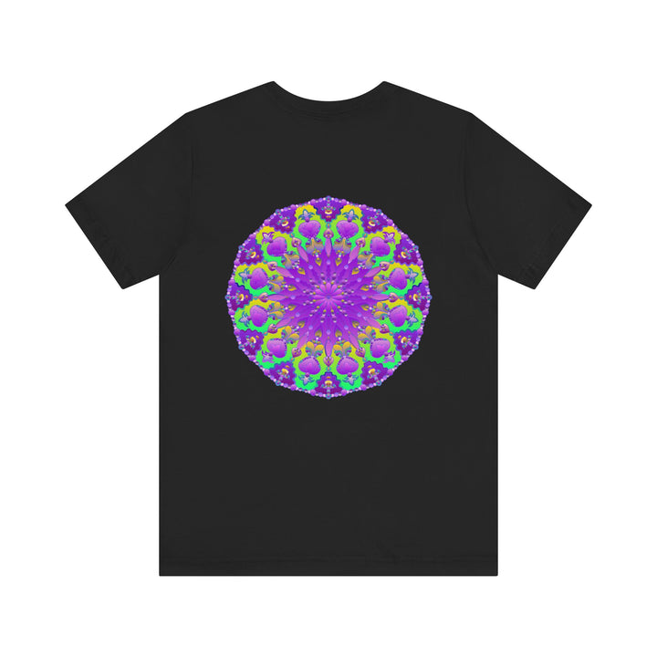 Beautiful purple mandala tee with intricate design symbolizing spiritual peace and harmony, perfect for meditation and yoga practice