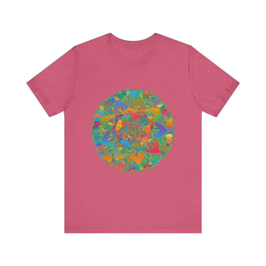 Vibrant Mandala Tee featuring intricate patterns in calming colors, evoking a sense of peace and tranquility for a serene and stylish look