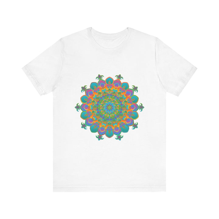 Vibrant Mandala Tee with a Circular Floral Design in Bright Colors