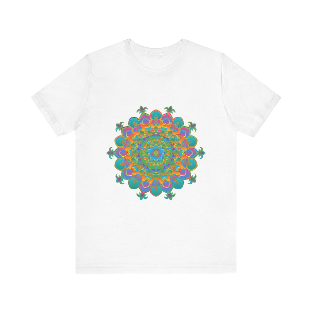 Vibrant Mandala Tee with a Circular Floral Design in Bright Colors