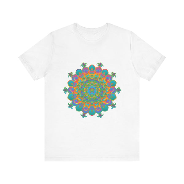 Vibrant Mandala Tee with a Circular Floral Design in Bright Colors