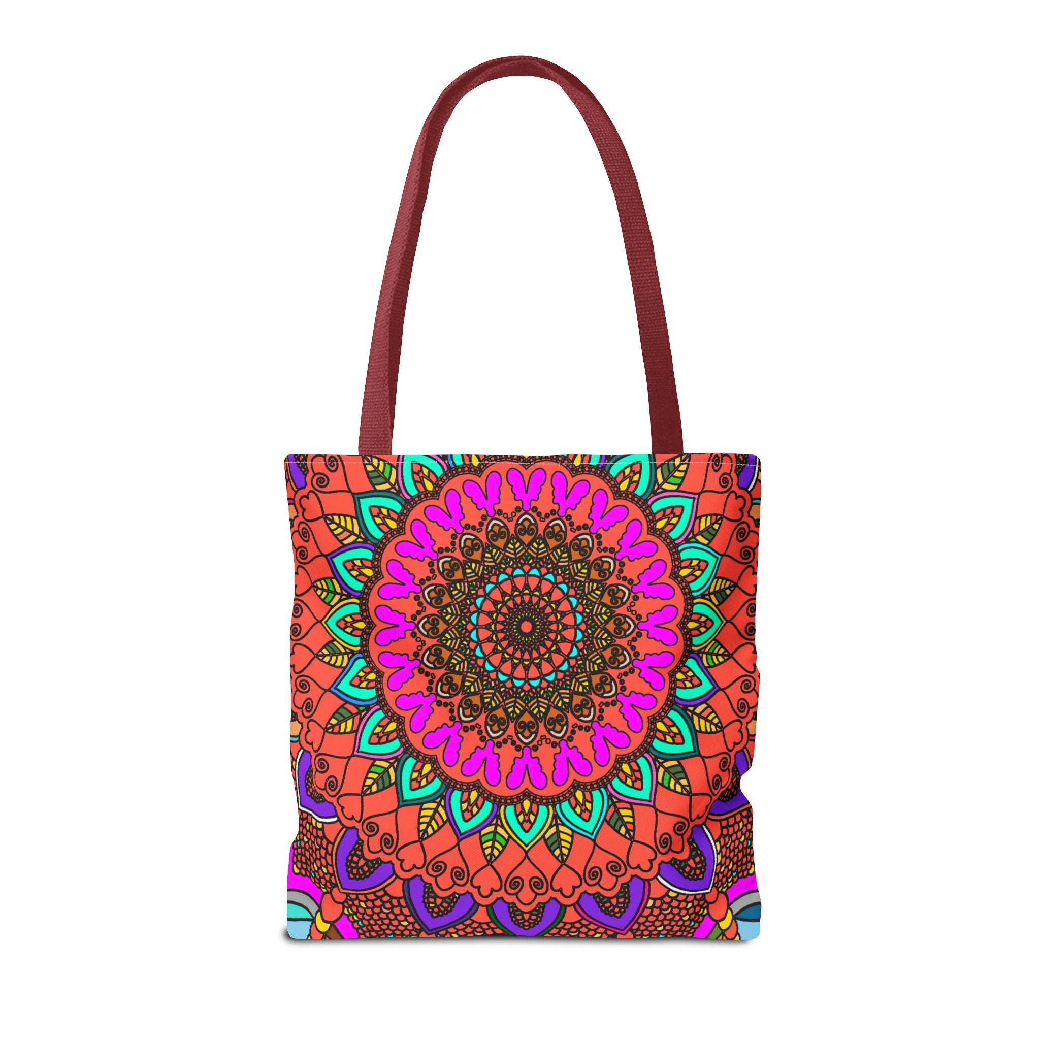 Borsa tote con mandala colorati – Stampa all-over in stile boho psichedelico