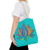 Beautiful azure Mandala Lotus Tote Bag with intricate floral design