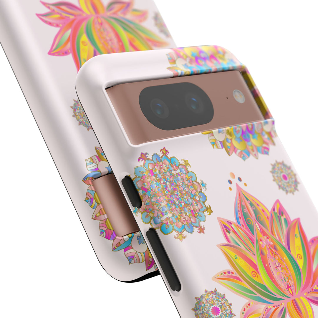 Beautiful light pink lotus flower mandala design phone case for stylish protection