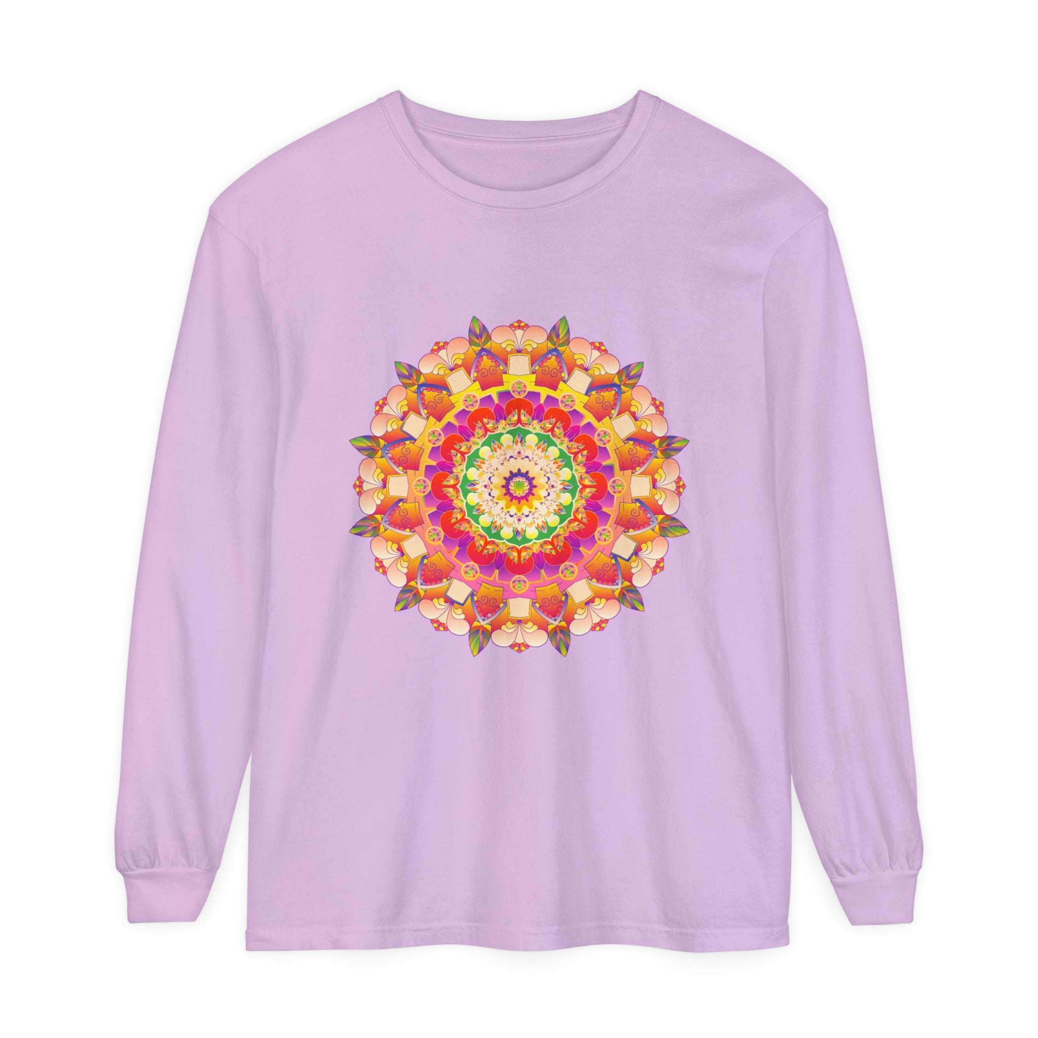 Colorful and intricate mandala design long sleeve t-shirt for men and women