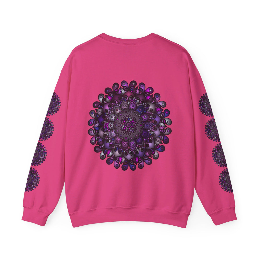 Unisex Heavy Blend™ Crewneck Sweatshirt with Purple Mandala Design, comfortable and stylish for everyday wear, perfect for both men and women