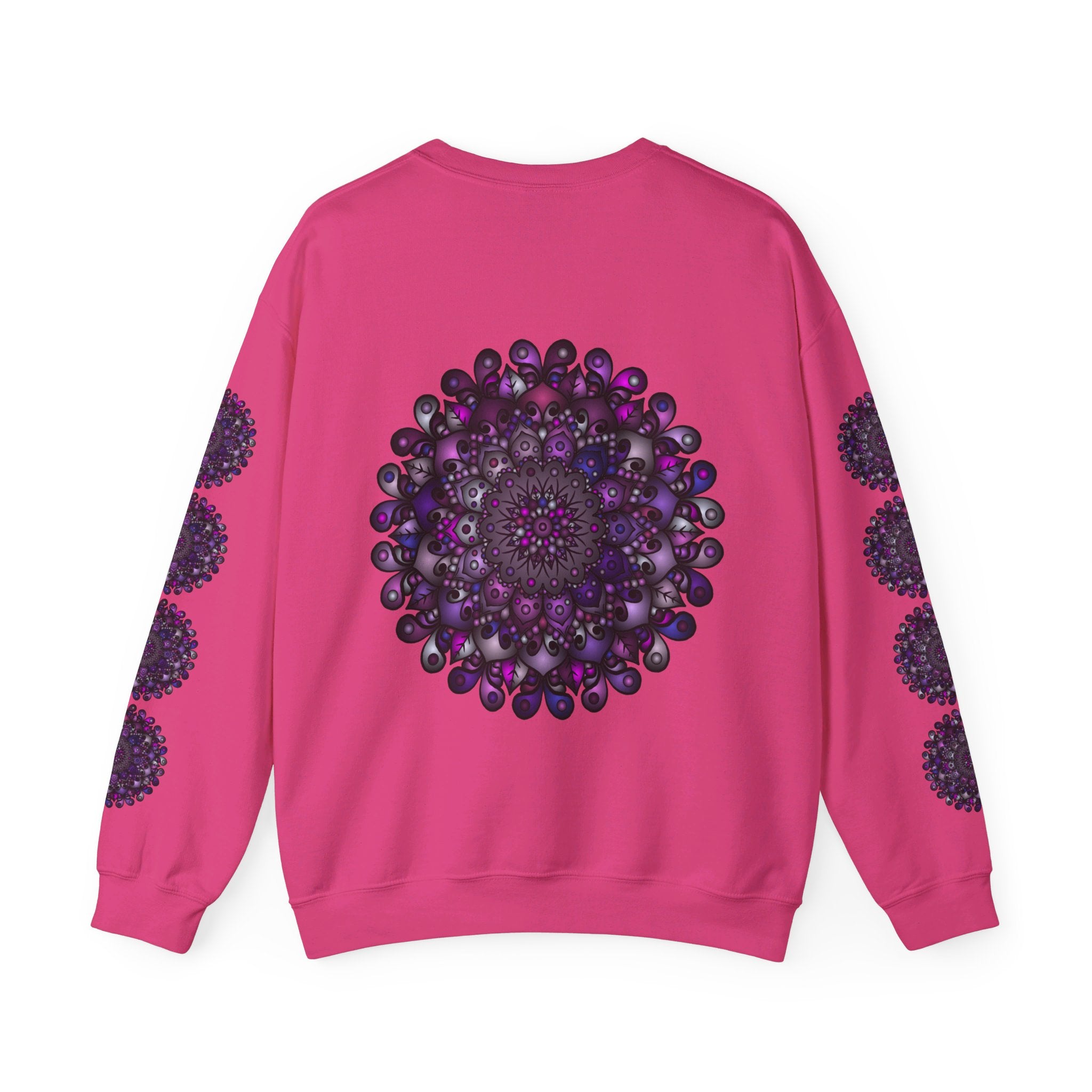 Unisex Heavy Blend™ Crewneck Sweatshirt with Purple Mandala Design, comfortable and stylish for everyday wear, perfect for both men and women