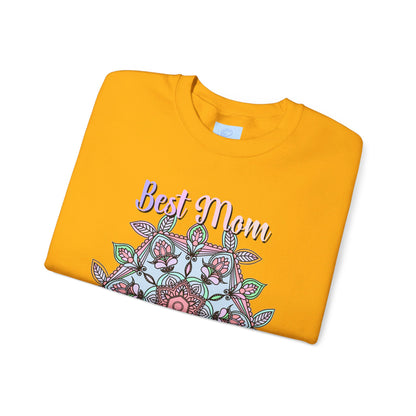 A cozy, versatile Best Mom Ever Unisex Heavy Blend™ Crewneck Sweatshirt, perfect for mom's birthday gift