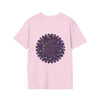 Colorful handmade mandala art softstyle t-shirt with intricate design and unique patterns