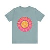 Vibrant mandala t-shirt with colorful and symmetrical design, perfect for adding a pop of color to your wardrobe