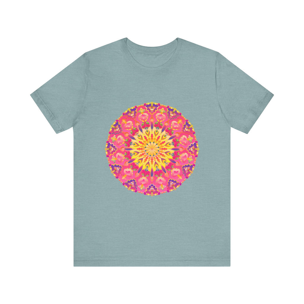 Vibrant mandala t-shirt with colorful and symmetrical design, perfect for adding a pop of color to your wardrobe