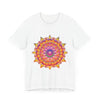 A vibrant and intricate psychedelic mandala tee, featuring stunning and colorful art