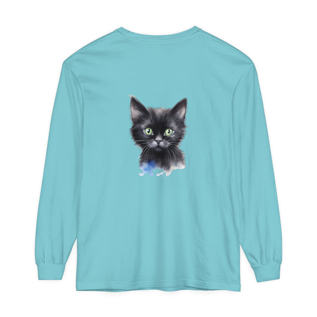 Black Cat Watercolor Unisex T-Shirt featuring a vibrant watercolor design of a black cat on a comfortable, versatile unisex t-shirt