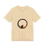 A spooky and stylish Black Cat Mystery Moon T-Shirt featuring a mysterious black cat against a backdrop of a full moon