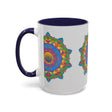 Eye-catching mandala flower illustration on grey background mug