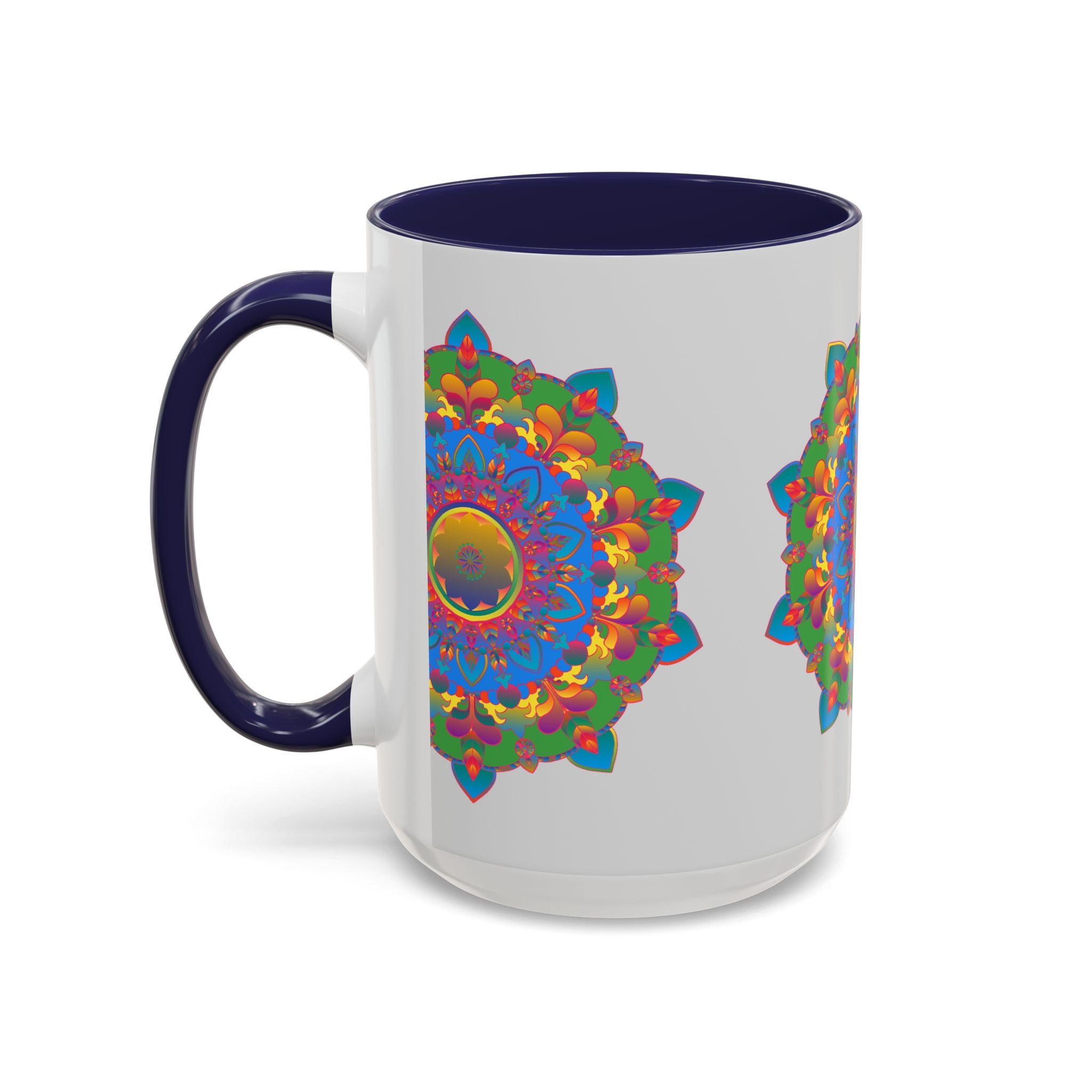 Eye-catching mandala flower illustration on grey background mug