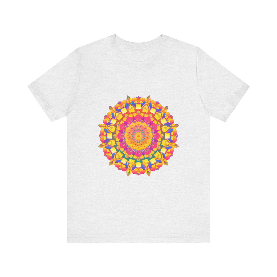 Vibrant and intricate mandala design tee with colorful patterns and details