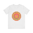 Vibrant and intricate mandala design tee with colorful patterns and details