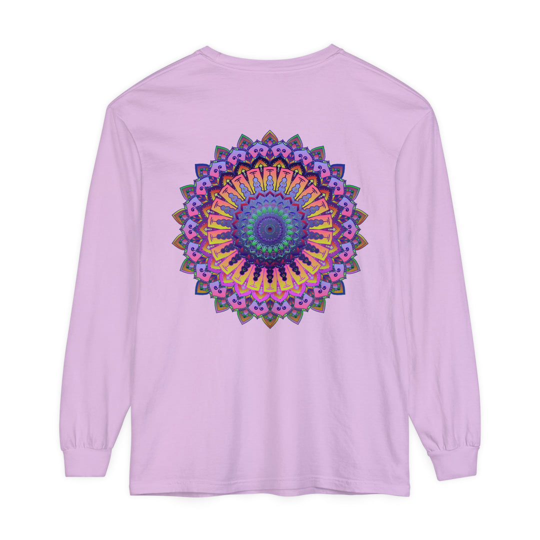 Intricately designed unisex long sleeve t-shirt featuring a beautiful mandala pattern