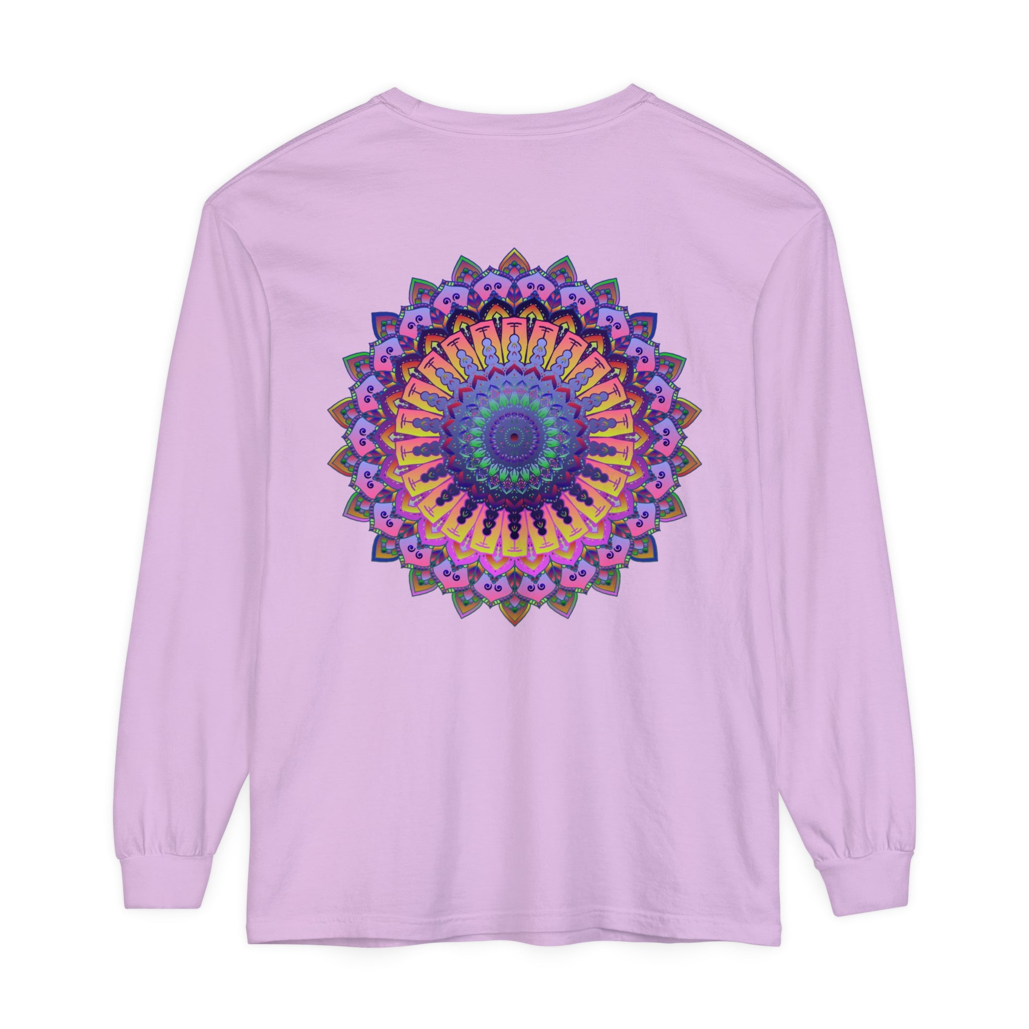 Intricately designed unisex long sleeve t-shirt featuring a beautiful mandala pattern