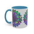 Beautiful mandala art mug featuring intricate and colorful design, perfect for enjoying your favorite hot beverages in style