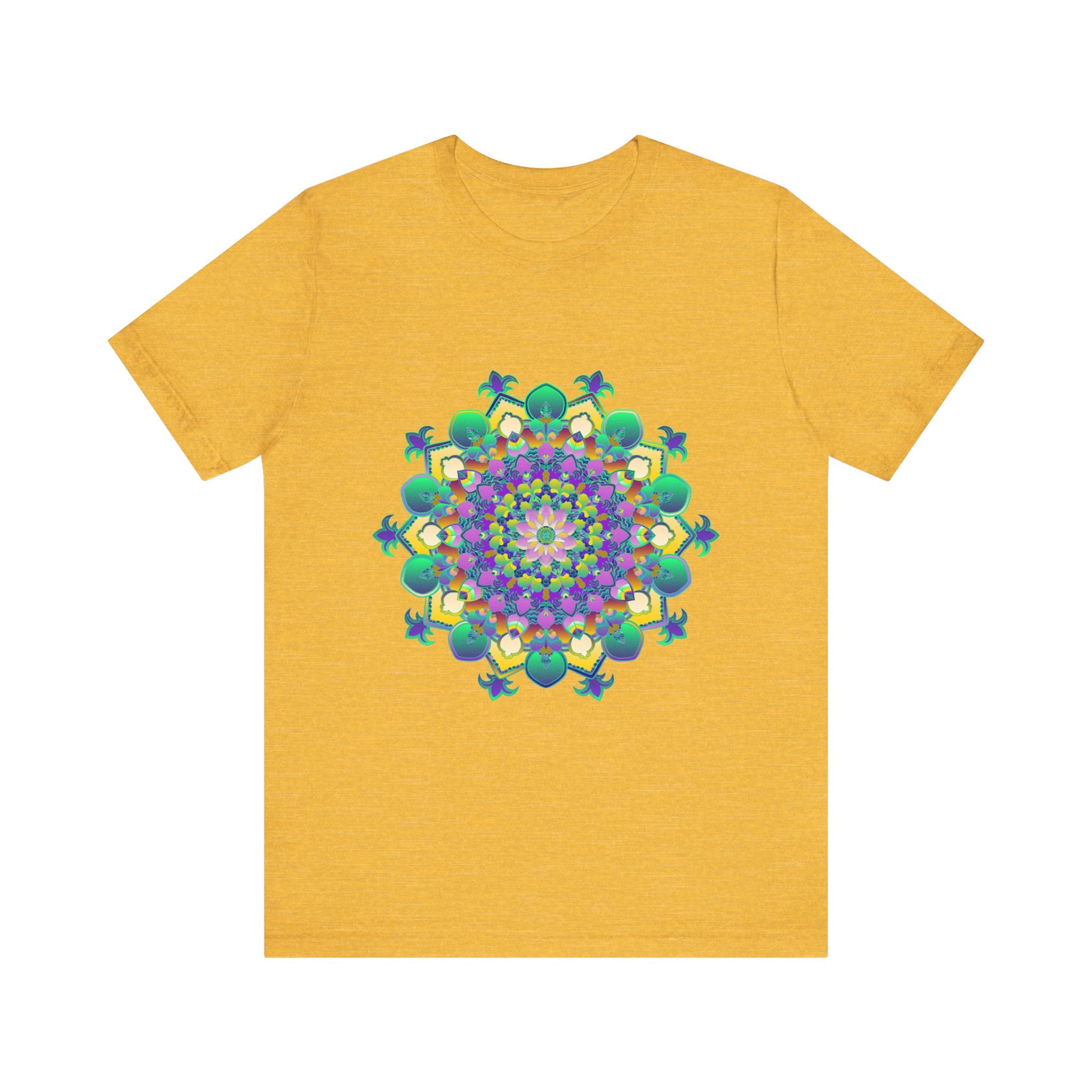 Colorful Mandala Meditation Tee featuring vibrant, intricate design for peace and tranquility during meditation and relaxation