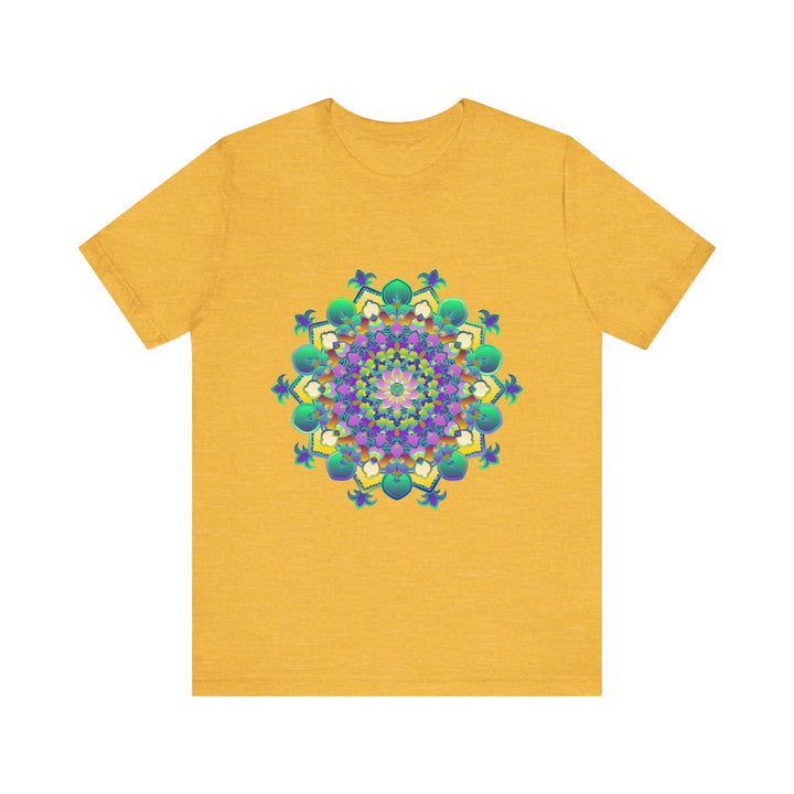 Colorful Mandala Meditation Tee featuring vibrant, intricate design for peace and tranquility during meditation and relaxation