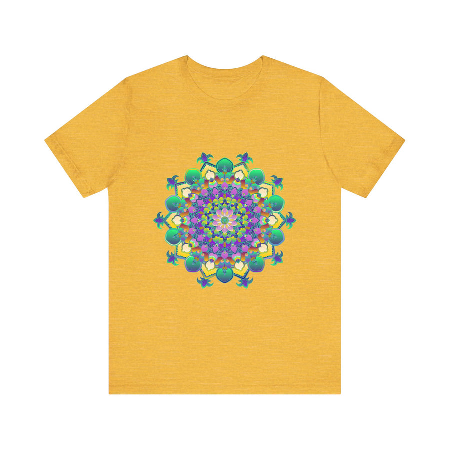 Colorful Mandala Meditation Tee featuring vibrant, intricate design for peace and tranquility during meditation and relaxation