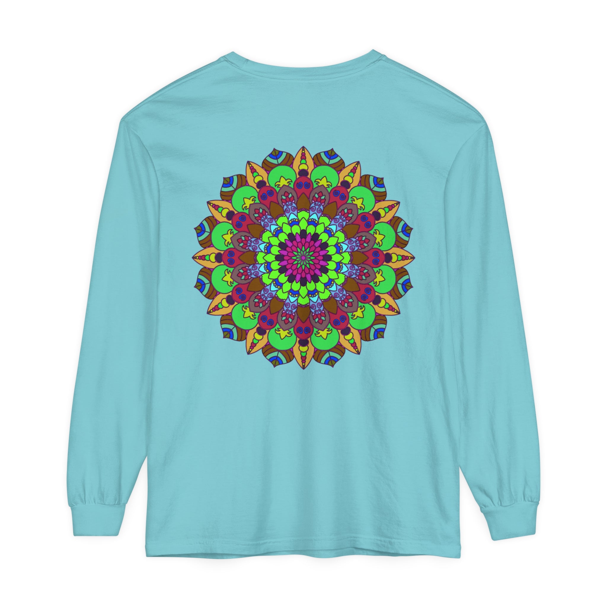 Vibrant and intricate mandala design long sleeve shirt for all genders