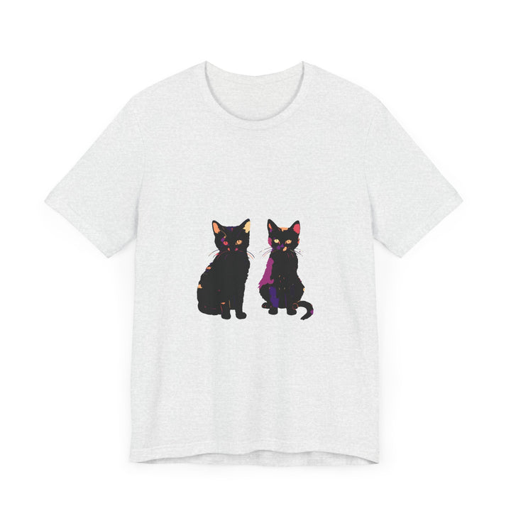 Black Cat Mystery T-Shirt featuring a stunning and elegant design with colorful details