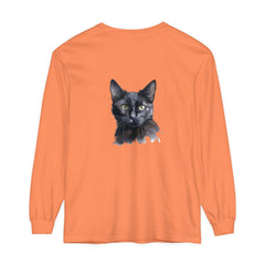 Black Cat Watercolor - Mystical Long Sleeve T-Shirt featuring a stunning watercolor design of a black cat against a mystical backdrop