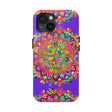 Hand drawn purple Mandala Art phone case featuring intricate floral design