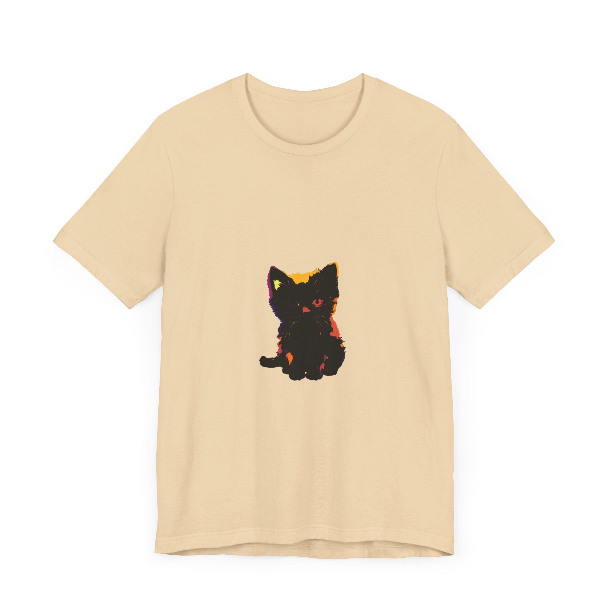 Black Cat Mystery - One Blue Eye T-Shirt with a striking black cat design