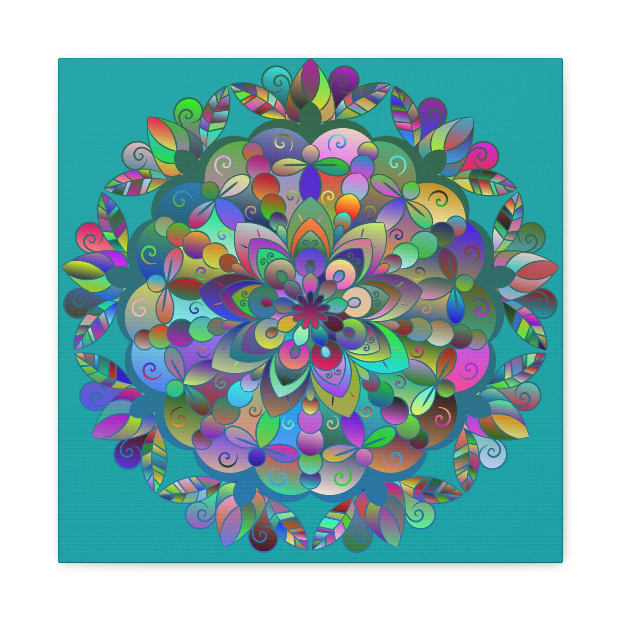 Stampa d'Arte su Tela Opaca Mandala Floreale Colorata — Tesa 3 cm