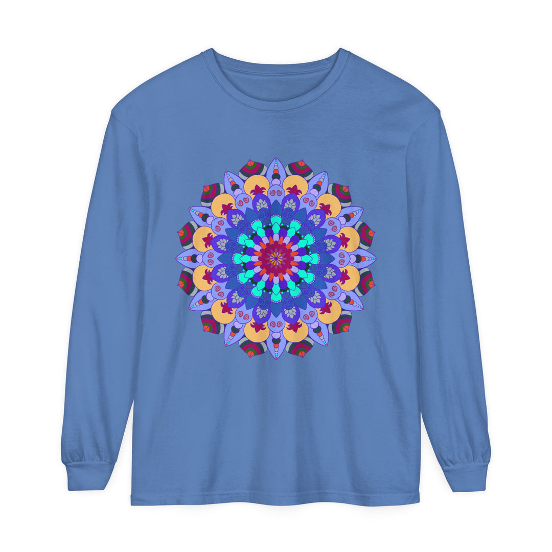 Colorful and intricate mandala design long sleeve t-shirt for a vibrant look