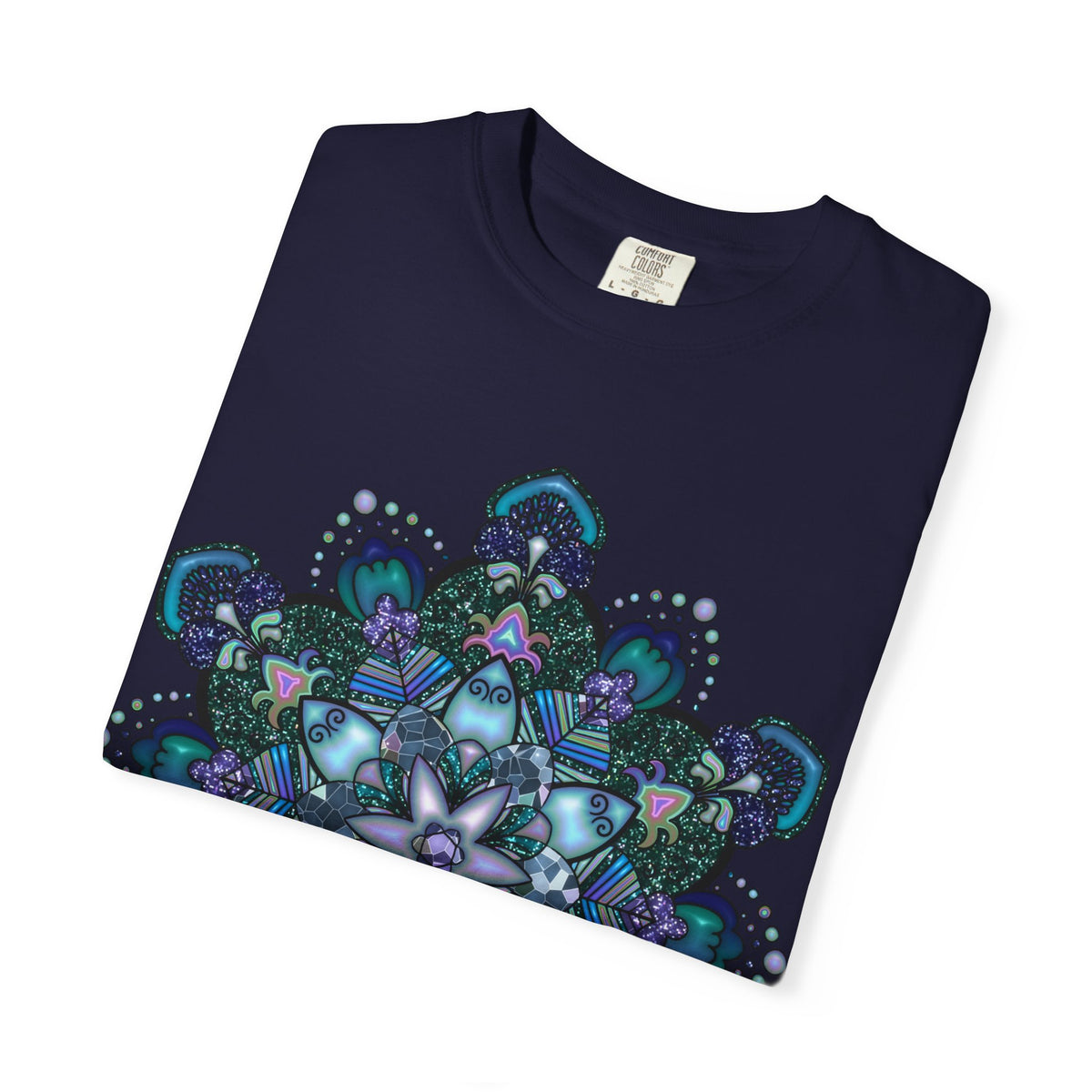 Mandala T-Shirt – Blue Purple Boho Geometric Floral Design