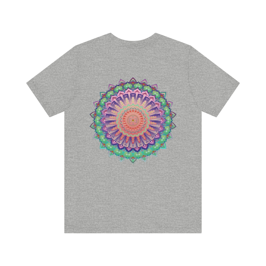 Colorful Mandala Tee representing spiritual peace and harmony, promoting positivity and balance in life